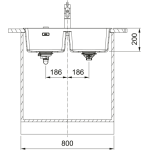 Franke MRG 620-35-35 Maris 花崗岩 檯面/檯底 雙星盆 (瑪瑙黑色) (114.0674.682)